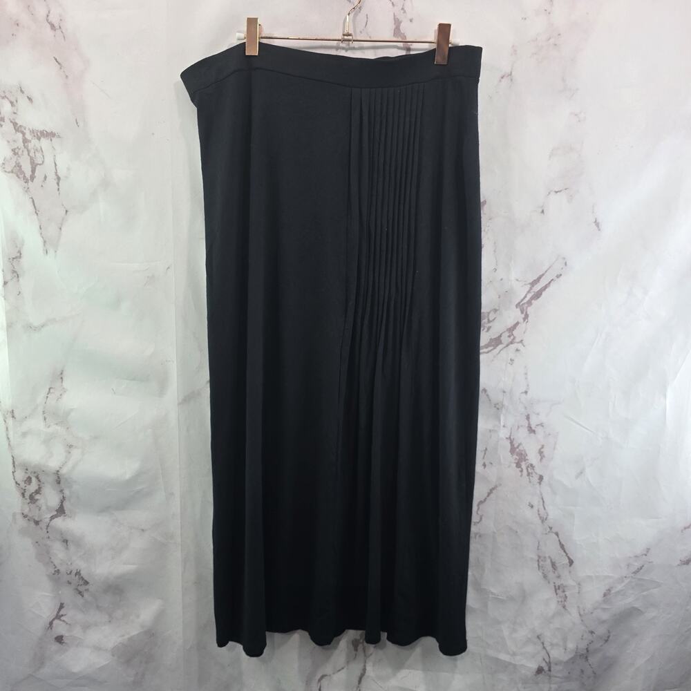 J Jill Skirt Womens Medium Black Midi Stretchy Pull On Elastic Wearever Pleated